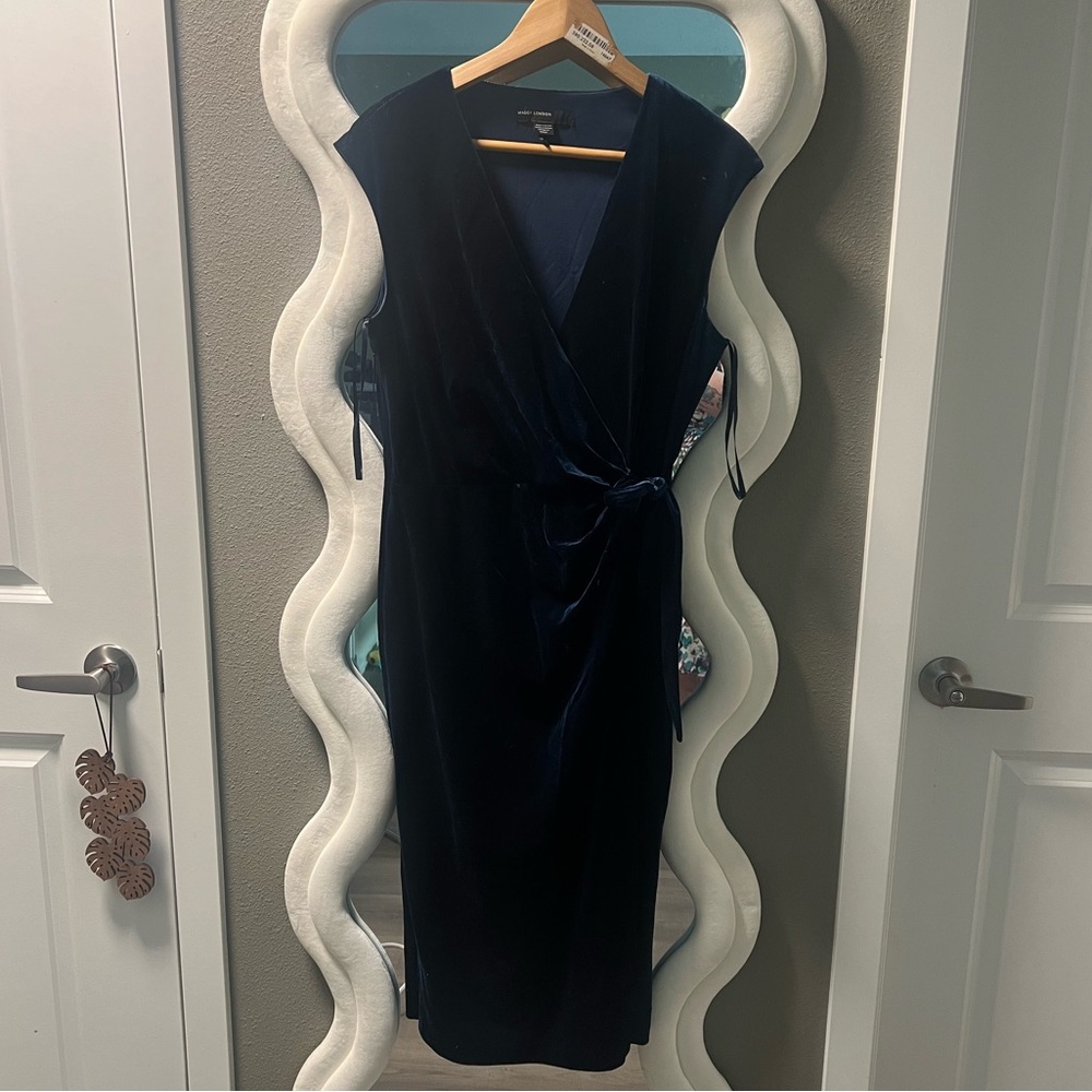 Maggy London faux wrap velvet dress